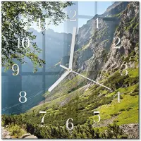 Drukarnia Piga Tulup Glasuhr Wanduhr Küchenuhr Echt-Glas 30x30 cm Modern Dekorativ Geräuschlos Weiße Zeiger - Gebirge