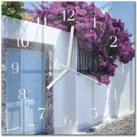 Drukarnia Piga Tulup Glasuhr Wanduhr Küchenuhr Echt-Glas 30x30 cm Modern Dekorativ Geräuschlos Weiße Zeiger - Blumen für Zuhause