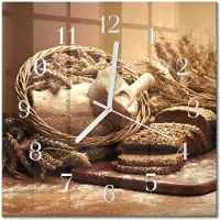 Drukarnia Piga Tulup Glasuhr Wanduhr Küchenuhr Echt-Glas 30x30 cm Modern Dekorativ Geräuschlos Weiße Zeiger - Brot