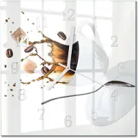 Drukarnia Piga Tulup Glasuhr Wanduhr Küchenuhr Echt-Glas 30x30 cm Modern Dekorativ Geräuschlos Weiße Zeiger - Tasse