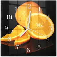 Drukarnia Piga Tulup Glasuhr Wanduhr Küchenuhr Echt-Glas 30x30 cm Modern Dekorativ Geräuschlos Weiße Zeiger - Orangen