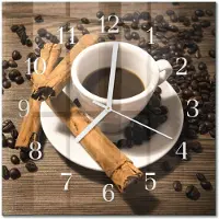 Drukarnia Piga Tulup Glasuhr Wanduhr Küchenuhr Echt-Glas 30x30 cm Modern Dekorativ Geräuschlos Weiße Zeiger - Zimtkaffee