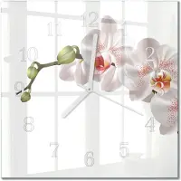 Drukarnia Piga Tulup Glasuhr Wanduhr Küchenuhr Echt-Glas 30x30 cm Modern Dekorativ Geräuschlos Weiße Zeiger - Orchidee