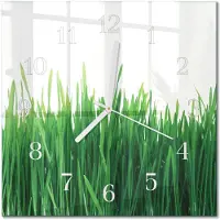 Drukarnia Piga Tulup Glasuhr Wanduhr Küchenuhr Echt-Glas 30x30 cm Modern Dekorativ Geräuschlos Weiße Zeiger - Gras