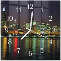 Drukarnia Piga Tulup Glasuhr Wanduhr Küchenuhr Echt-Glas 30x30 cm Modern Dekorativ Geräuschlos Weiße Zeiger - Horizont