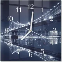Drukarnia Piga Tulup Glasuhr Wanduhr Küchenuhr Echt-Glas 30x30 cm Modern Dekorativ Geräuschlos Weiße Zeiger - Brücke