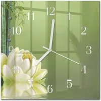 Drukarnia Piga Tulup Glasuhr Wanduhr Küchenuhr Echt-Glas 30x30 cm Modern Dekorativ Geräuschlos Weiße Zeiger - Lilie