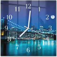 Drukarnia Piga Tulup Glasuhr Wanduhr Küchenuhr Echt-Glas 30x30 cm Modern Dekorativ Geräuschlos Weiße Zeiger - Nacht des Horizonts
