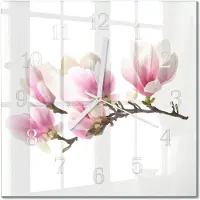 Drukarnia Piga Tulup Glasuhr Wanduhr Küchenuhr Echt-Glas 30x30 cm Modern Dekorativ Geräuschlos Weiße Zeiger - Magnolie