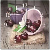 Drukarnia Piga Tulup Glasuhr Wanduhr Küchenuhr Echt-Glas 30x30 cm Modern Dekorativ Geräuschlos Weiße Zeiger - Burgunderkirschen