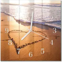 Drukarnia Piga Tulup Glasuhr Wanduhr Küchenuhr Echt-Glas 30x30 cm Modern Dekorativ Geräuschlos Weiße Zeiger - Herz des Strandes