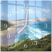 Drukarnia Piga Tulup Glasuhr Wanduhr Küchenuhr Echt-Glas 30x30 cm Modern Dekorativ Geräuschlos Weiße Zeiger - Küste