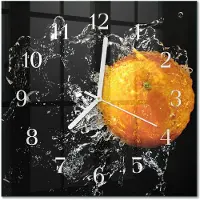 Drukarnia Piga Tulup Glasuhr Wanduhr Küchenuhr Echt-Glas 30x30 cm Modern Dekorativ Geräuschlos Weiße Zeiger - Orange