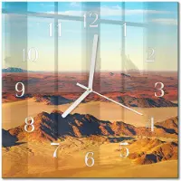 Drukarnia Piga Tulup Glasuhr Wanduhr Küchenuhr Echt-Glas 30x30 cm Modern Dekorativ Geräuschlos Weiße Zeiger - Wüste