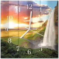 Drukarnia Piga Tulup Glasuhr Wanduhr Küchenuhr Echt-Glas 30x30 cm Modern Dekorativ Geräuschlos Weiße Zeiger - Wasserfall