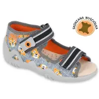 Befado Jungen Hausschuhe Sandalen Papi 350P016 , Lederinnensohle, Grau 19