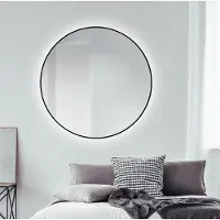 Talos LED Wandspiegel 120 cm, matt schwarz, Alurahmen, Licht neutralweiß, IP24