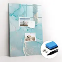 Coloray Magnetische Wandtafel - Schwarzer Marker + Schwamm + Magnete - 40 x 60 cm - Dekorativer Marmor