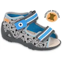 Befado Jungen Hausschuhe Sandalen Papi 350P017 , Lederinnensohle, Grau 22