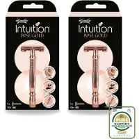 Wilkinson 2 x Sword Intuition Safety Razor Rose Gold mit 10 Ersatzklingen - Vorratspackung - 2 Stücke