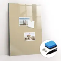 Coloray Magnetische Notiztafel - Schwarzer Marker + Schwamm + Magnete - 40 x 60 cm - Beige