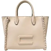 Custo Barcelona Handtasche Ardena Nova, schwarzes Leder, robuste Griffe und mehrfarbiger Schultergurt
