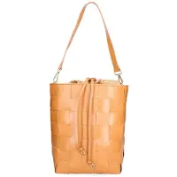 Gave Lux Damen-Schultertasche Leder Struktur Verstellbarer Kordelzug Beige UNICA 27x34x14 cm