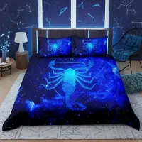 Sonstiges Bettwäsche-Set 135x200cm Sternbild Skorpion Galaxy Nebula Mikrofaser 2-teilig Reißverschluss Mehrfarbig