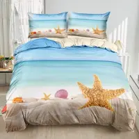 Sonstiges Bettwäsche-Set Meer 200x220cm 3-teilig Mikrofaser 3D-Digitaldruck mit Reißverschluss