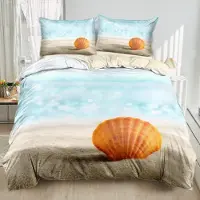 Sonstiges Bettwäsche-Set 2-teilig 135x200cm + 80x80cm Meer Ozean Strand 3D-Digitaldruck Mikrofaser mit Reißverschluss