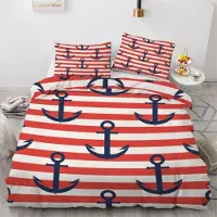 Sonstiges Bettwäsche-Set 135x200 cm 4-teilig Mikrofaser Anker Motiv Ozean Maritim Wendebettwäsche mit Reißverschluss