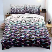 Sonstiges Bettwäsche-Set 220x240cm 3D Geometrie Mikrofaser 2 Kissenbezüge 80x80cm Reißverschluss