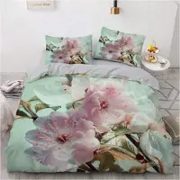 Sonstiges Bettwäsche Set Blumen 220x240cm Grün Rosa Vintage Blüten 2 Kissenbezüge 80x80cm Microfaser