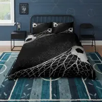 Sonstiges Bettwäsche-Set Fußball Motiv 155x220cm Schwarz Mikrofaser 2-teilig Reißverschluss