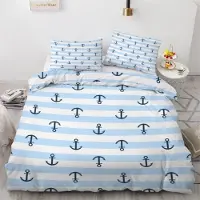 Sonstiges Bettwäsche-Set Anker 135x200 cm 4-teilig Mikrofaser Ozean Maritim 3D Motiv mit Reißverschluss