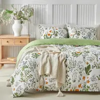 Sonstiges Bettwäsche-Set Doppelbett 240x220 cm 3-teilig Mikrofaser Zweige Blätter 2 Kissenbezüge 50x80 cm