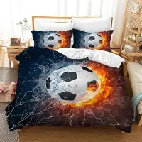 Sonstiges Fußball Bettwäsche Set 220x240 cm Mikrofaser 3D Muster 2 Kissenbezüge 50x75 cm