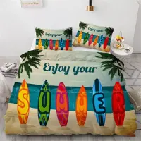 Sonstiges Bettwäsche Set Palme 155x220 cm 3-teilig Mikrofaser Wendebettwäsche mit Reißverschluss 3D Motiv