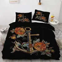 Sonstiges Bettwäsche-Set 220x240 cm 3-teilig Mikrofaser Anker Ozean Maritim Wendebettwäsche Reißverschluss 3D Motiv