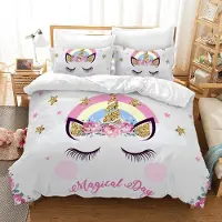Sonstiges Bettwäsche Set Einhorn 140x200 cm Mädchen Kinder Mikrofaser Rosa mit Reißverschluss 2 Kissenbezüge 65x65 cm