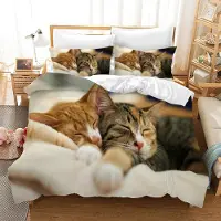 Sonstiges Bettwäsche Set Katzenmotiv 3D Mikrofaser 220x240 cm mit 2 Kissenbezügen 50x75 cm