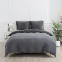 Sonstiges Bettwäsche Set 200x220 cm Schwarz Grau 3tlg Winter Biber Flanell