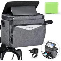 Markenlos Fahrradtasche 5 Liter, wasserdicht, mit Handyhalter, schwarz