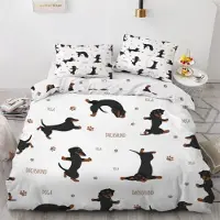 Sonstiges Bettwäsche-Set Dackel 200x200 cm 3-teilig Mikrofaser mit Reißverschluss 3D Motiv