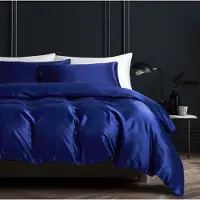 Sonstiges Bettwäsche-Set 2-teilig 155x220cm Blau Mikrofaser-Satin mit Reißverschluss