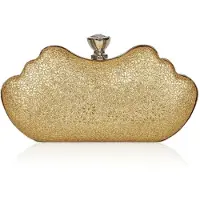 Merkloos Elzusha – Goldene, harte Handtasche mit Strasssteinchen, ideal für Abendveranstaltungen und Hochzeiten