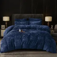 Sonstiges Bettwäsche-Set Samt 135x200 cm mit 2 Kissenbezügen 80x80 cm Marine Blau