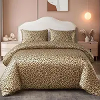 Sonstiges Bettwäsche-Set 3-teilig Satin Leopardenmuster Gold 200x200 cm