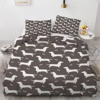 Sonstiges Bettwäsche-Set Dackel 135x200 cm 2teilig Mikrofaser 3D Motiv Wendebettwäsche mit Reißverschluss Kissenbezug 80x80 cm