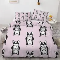 Sonstiges Bettwäsche-Set Französische Bulldogge 200x200 cm 3-teilig Mikrofaser Wendebettwäsche mit Reißverschluss